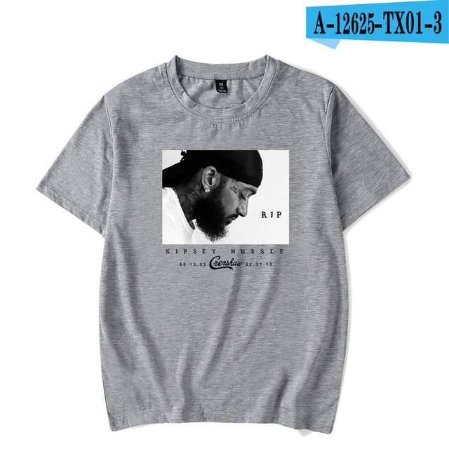 2019 HIP HOP FASHION Nipsey Hussle Summer Harajuku Mens T-shirts Short Sleeves Mens Street Wear Clothing Men Free Shipping