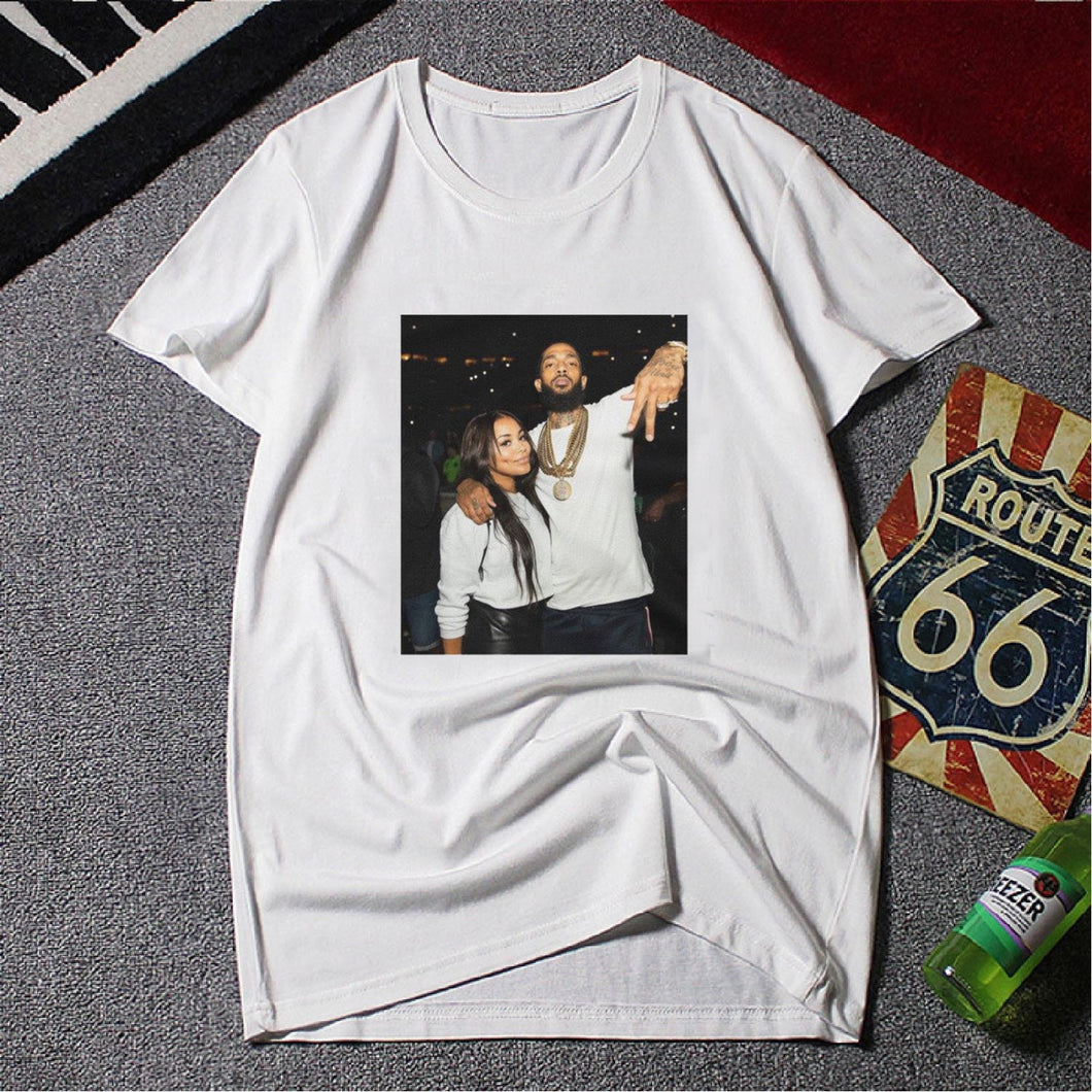 men's summer cotton Breathable white Breathable tshirt Nipsey Hussle and Lauren London Tshirt male hip-hop men tops&tee